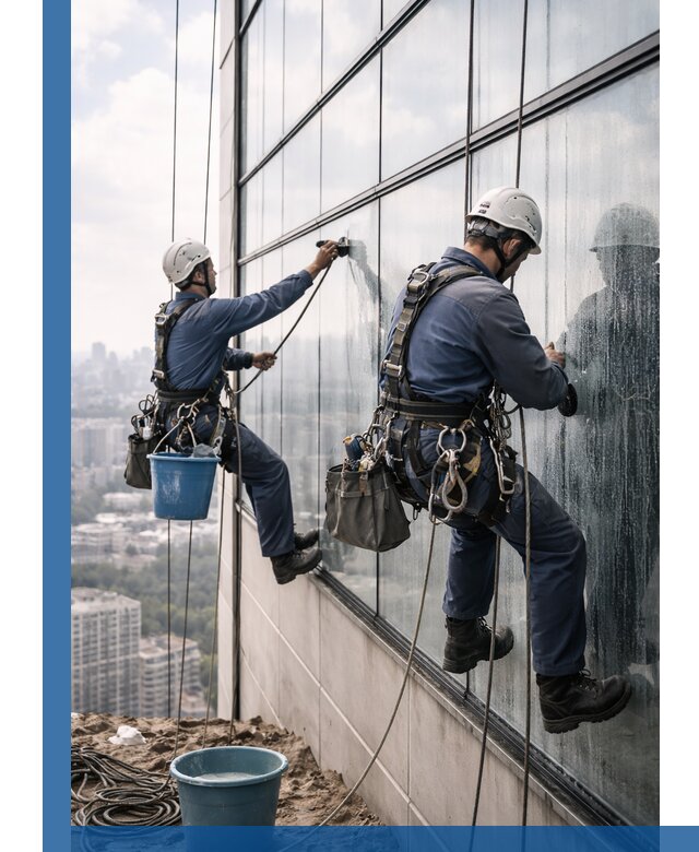 Профессиональная мойка фасадных окон альпинистами в Кинели