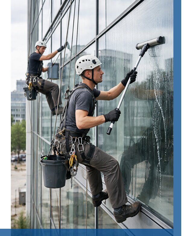 Мойка витражей альпинистами в Кинели от 713 р. под ключ|ВЫСОТНИК-Кнл