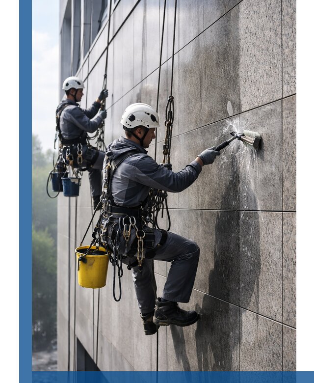 Профессиональная мойка фасада из керамогранита в Кинели