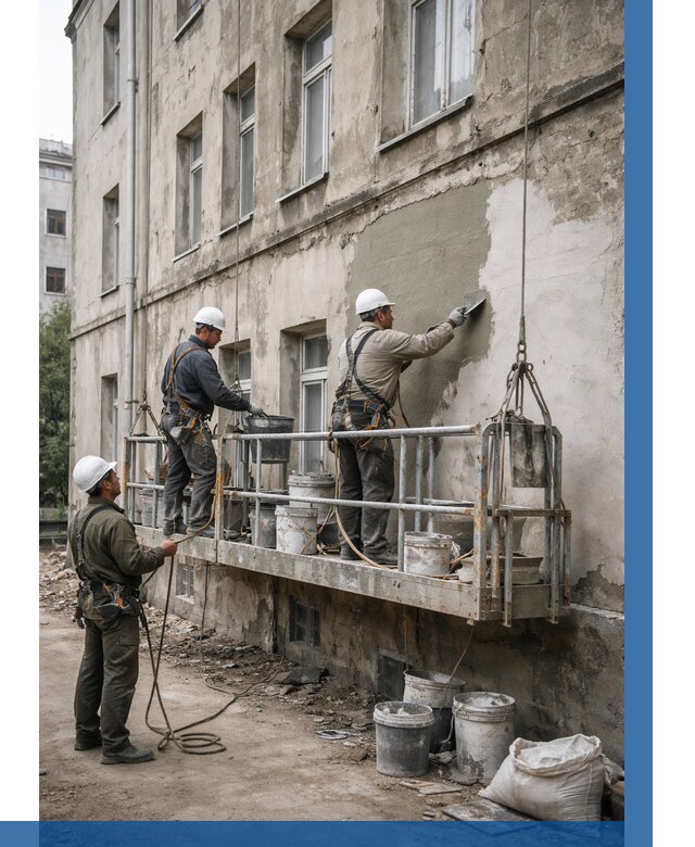 Капитальный ремонт фасада в Кинели от 4279 р. | ВЫСОТНИК-Кнл