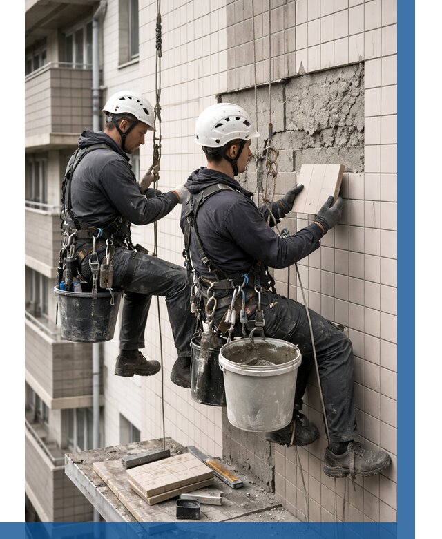 Ремонт облицовки фасада плиткой в Кинели от 1834 р. | ВЫСОТНИК-Кнл