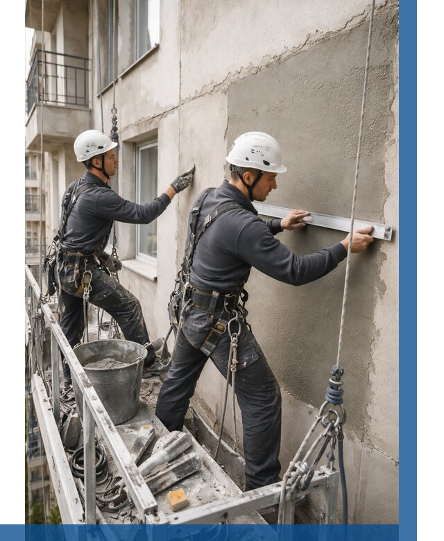 Штукатурка фасада на высоте в Кинели от 917 р. | ВЫСОТНИК-Кнл