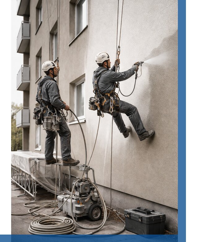 Безвоздушная покраска фасада в Кинели от 224 р/м² | ВЫСОТНИК-Кнл