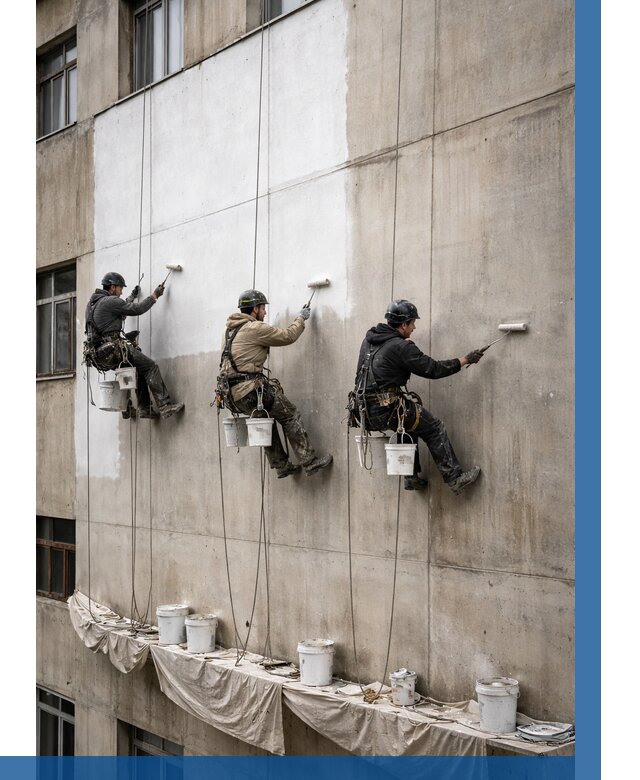 Покраска бетонного фасада в Кинели от 357 р за м2 | ВЫСОТНИК-Кнл