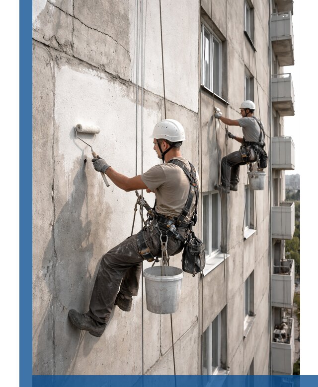 Покраска бетонного фасада в Кинели для жилых и промышленных объектов