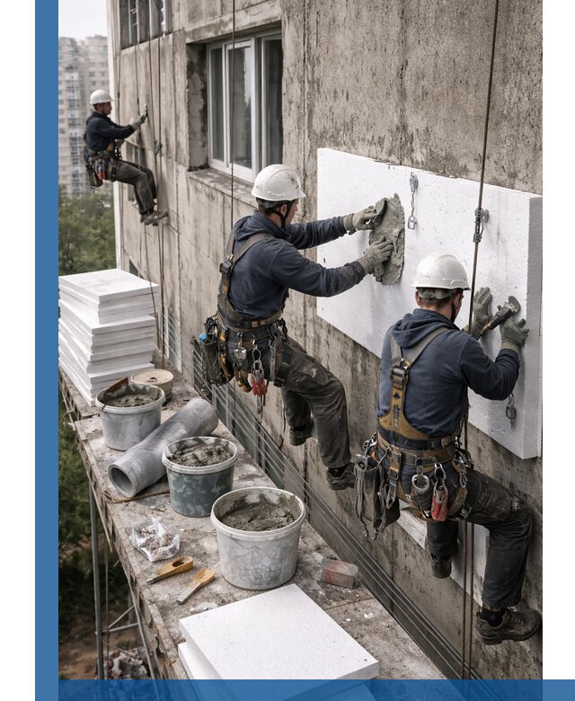 Утепление фасада пенополистиролом в Кинели под ключ