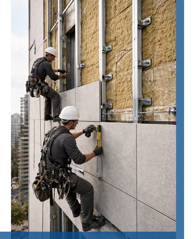 Монтаж вентилируемого фасада в Кинели от 3566 р. | ВЫСОТНИК-Кнл