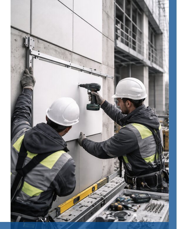 Монтаж композитных панелей фасада в Кинели от 2547 р. | ВЫСОТНИК-Кнл