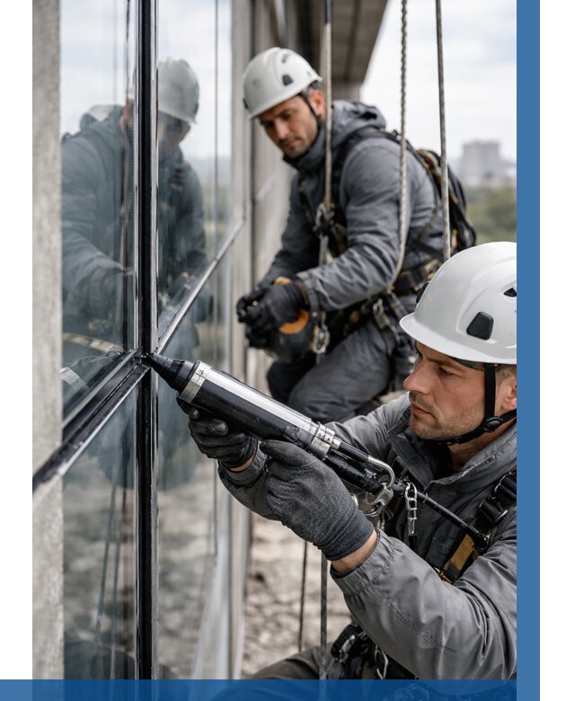 Герметизация витражных швов в Кинели от 662 р. | ВЫСОТНИК-Кнл