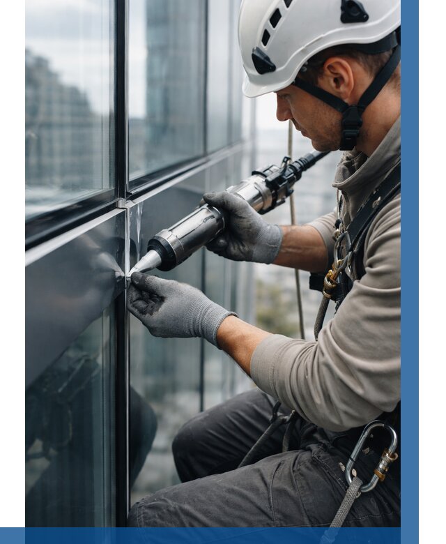 Герметизация стыков витража в Кинели от 1223 р. | ВЫСОТНИК-Кнл