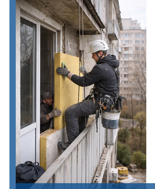 Профессиональное утепление балкона снаружи в Кинели под ключ