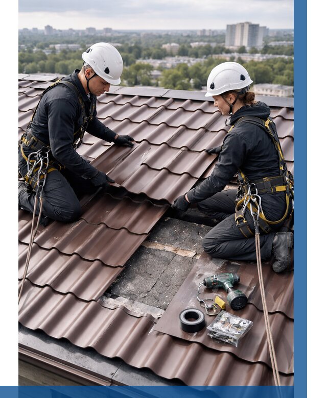 Ремонт металлочерепицы на крыше в Кинели от 917 р. | ВЫСОТНИК-Кнл