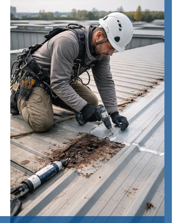 Ремонт профнастила на кровле в Кинели от 713 р. | ВЫСОТНИК-Кнл