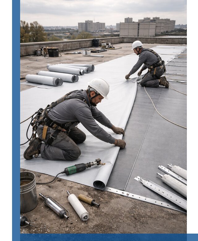 Монтаж мембранной кровли в Кинели для промышленных зданий