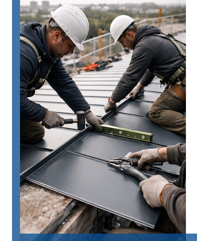 Монтаж фальцевой кровли в Кинели для промышленных зданий