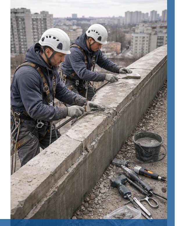 Ремонт парапета на кровле в Кинели от 1528 р. | ВЫСОТНИК-Кнл