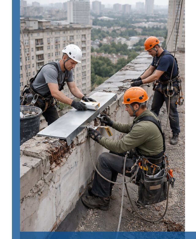 Ремонт парапета на кровле в Кинели, высотные работы с гарантией