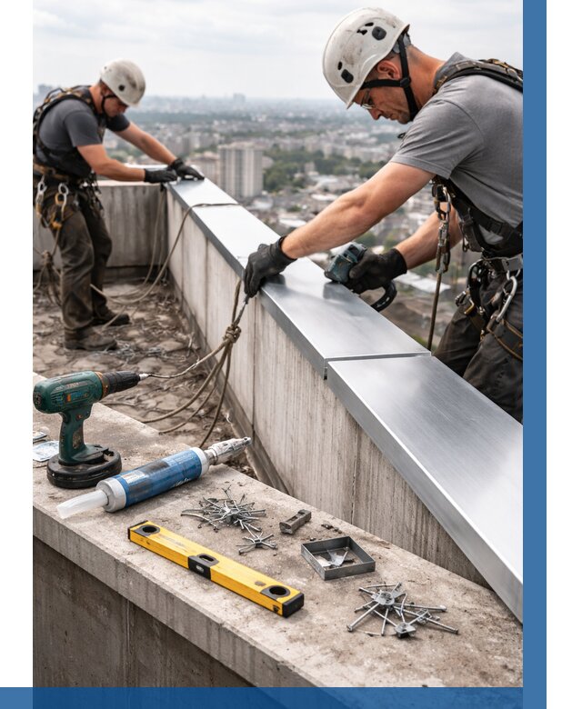 Монтаж парапетных крышек в Кинели от 815 р. | ВЫСОТНИК-Кнл