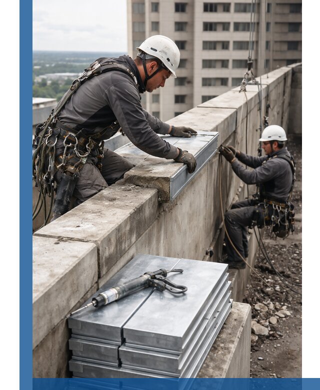 Замена парапетных крышек и установка новых в Кинели