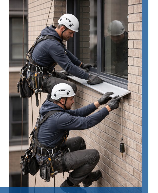 Монтаж оконных отливов под ключ в Кинели от 3566 р. | ВЫСОТНИК-Кнл