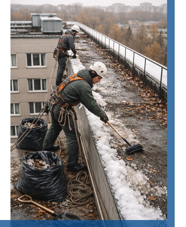 Очистка кровли по периметру в Кинели от 560 р. | ВЫСОТНИК-Кнл