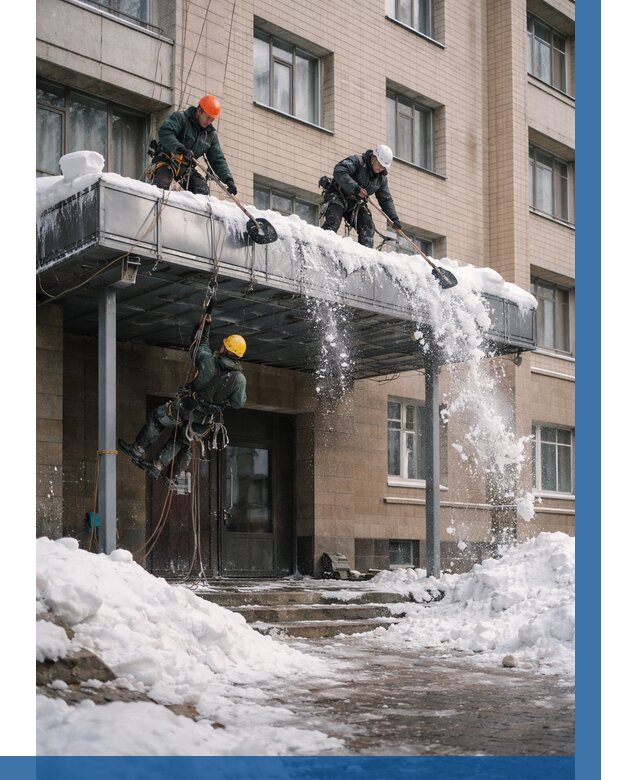 Очистка козырьков от снега в Кинели от 3566 р. | ВЫСОТНИК-Кнл