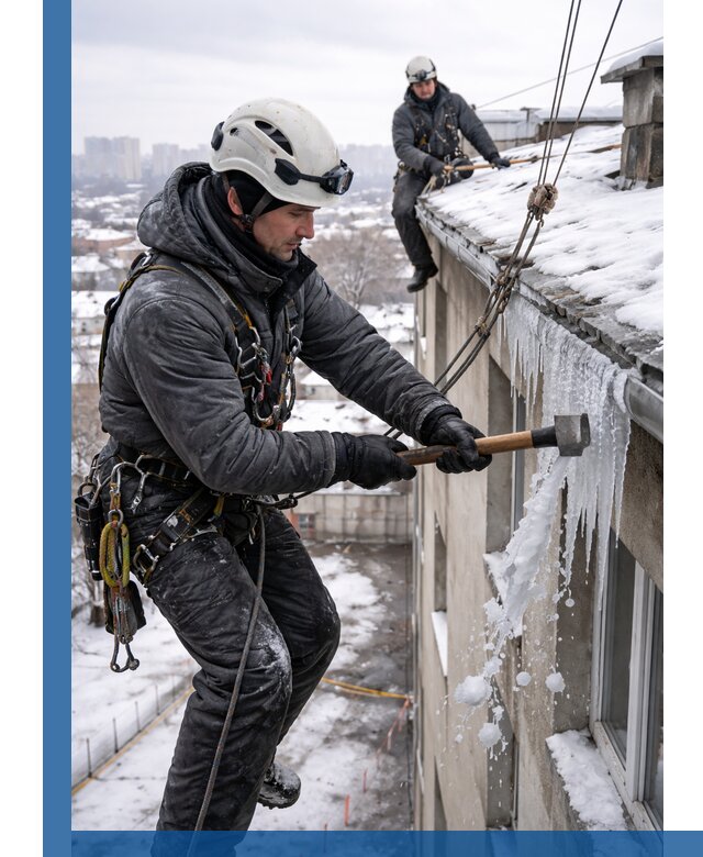 Сбивание и удаление сосулек с крыши в Кинели безопасно