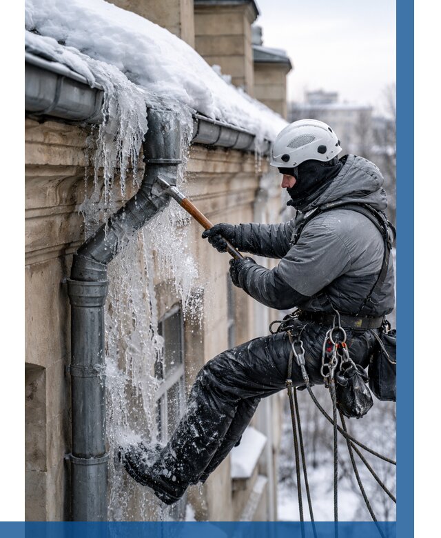 Очистка водостоков от льда в Кинели от 3566 р. | ВЫСОТНИК-Кнл