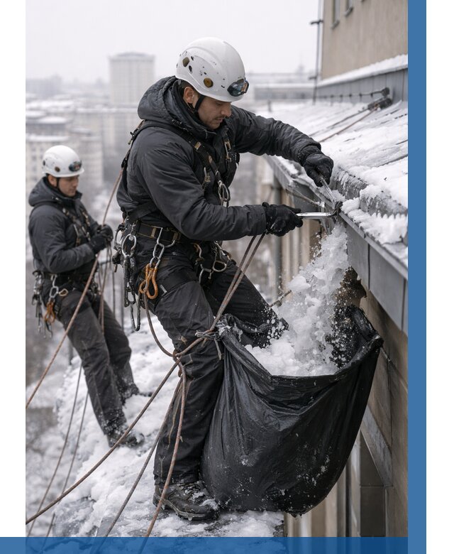 Аварийная очистка крыши в Кинели под ключ от 306 р. | ВЫСОТНИК-Кнл