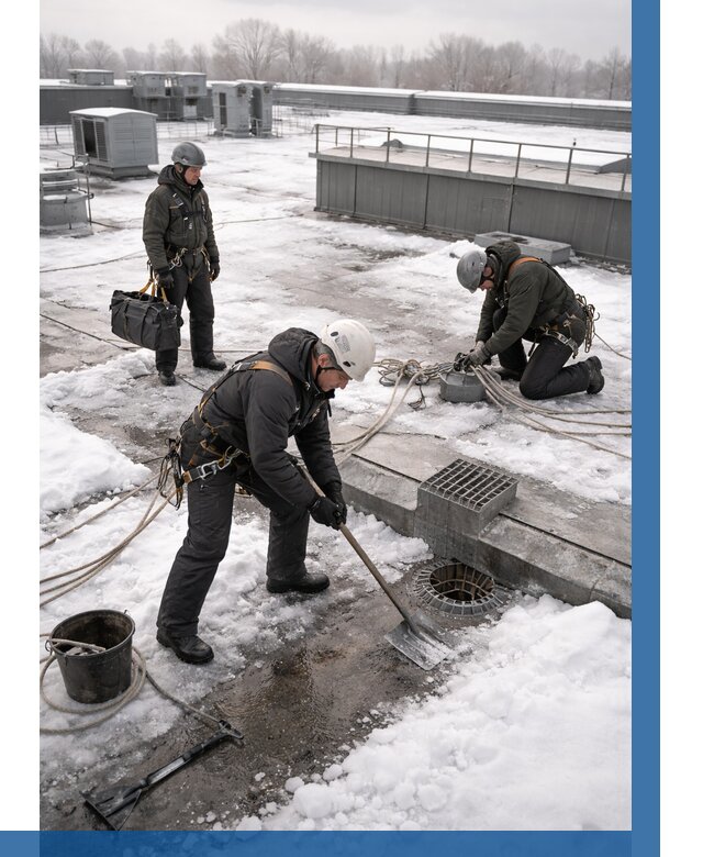 Абонентское обслуживание кровли зимой в Кинели от 8150 р. | ВЫСОТНИК-Кнл