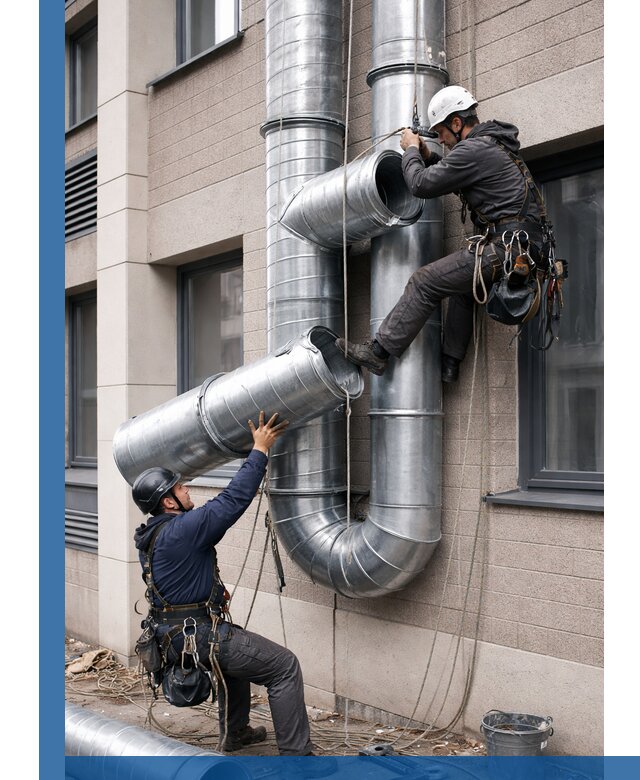 Монтаж фасадных воздуховодов в Кинели с герметизацией и крепежом