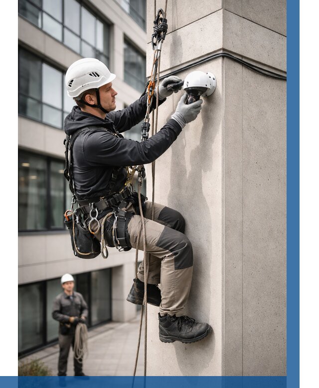 Монтаж камер видеонаблюдения на фасаде в Кинели от 8660 р.-ВЫСОТНИК-Кнл