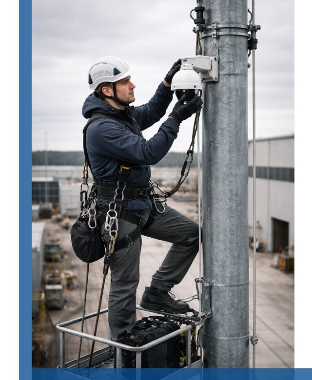 Профессиональная установка видеокамер на мачте в Кинели