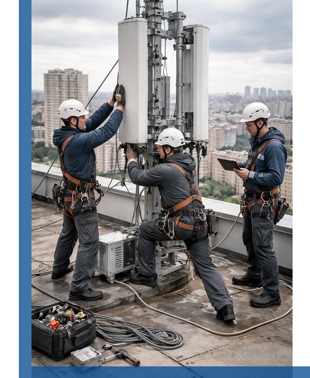 Монтаж антенн связи на крыше в Кинели с вводом в эксплуатацию