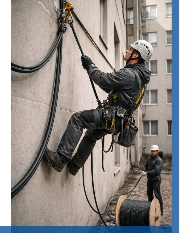Протяжка кабеля питания на высоте в Кинели от 458 р. | ВЫСОТНИК-Кнл