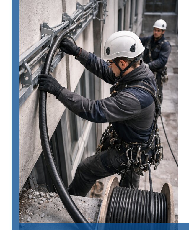 Протяжка кабеля питания на высоте в Кинели с гарантией безопасности и качества