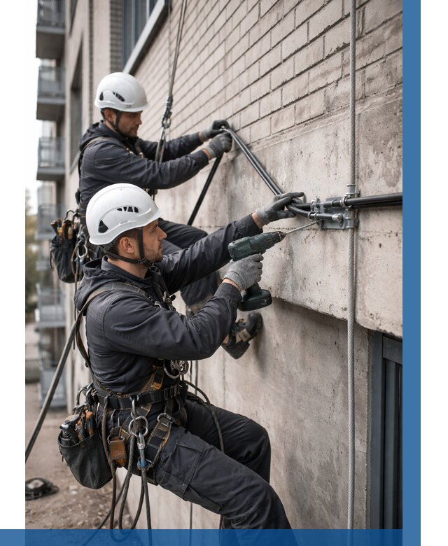 Крепление кабеля на фасаде в Кинели от 357 р. | ВЫСОТНИК-Кнл