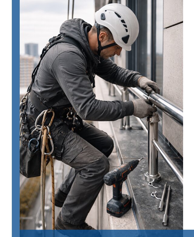 Монтаж ограждений на высоте в Кинели для зданий и конструкций