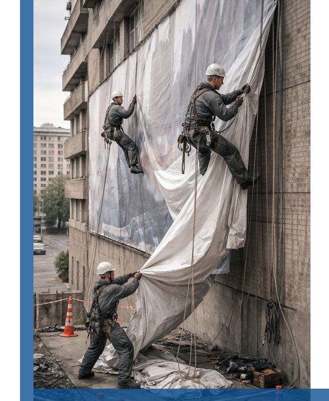 Демонтаж баннеров с фасада в Кинели оперативно и безопасно