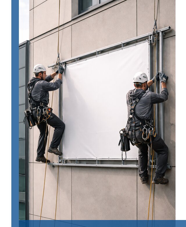 Монтаж наружной рекламной вывески в Кинели под ключ