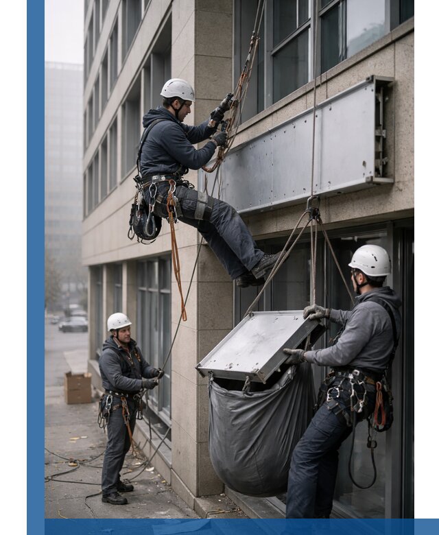 Демонтаж рекламной вывески с высотными работами в Кинели