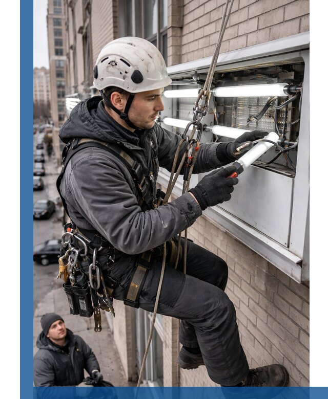 Профессиональная замена ламп в наружной вывеске в Кинели