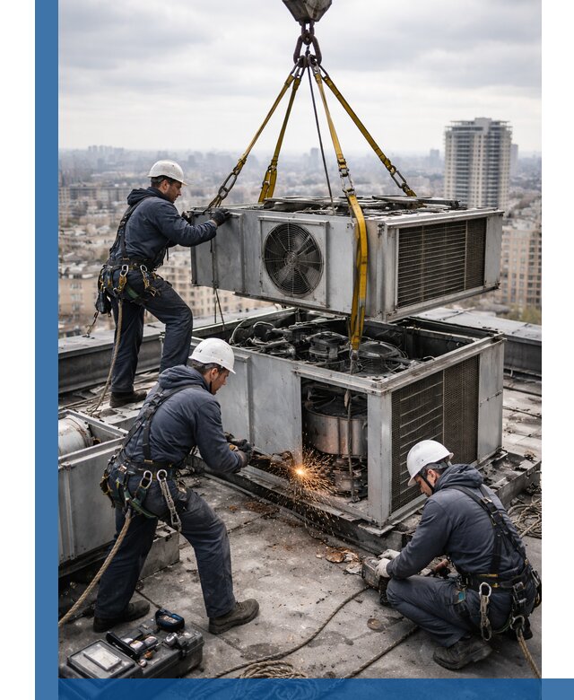 Демонтаж крышной установки в Кинели любой сложности