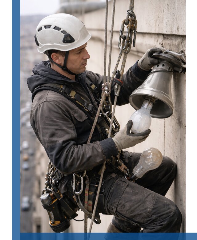 Замена ламп на высоте в Кинели профессионально и быстро