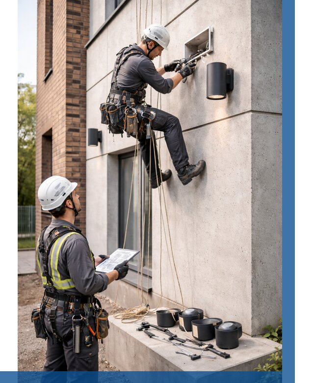 Монтаж фасадного освещения в Кинели от 2547 р. | ВЫСОТНИК-Кнл