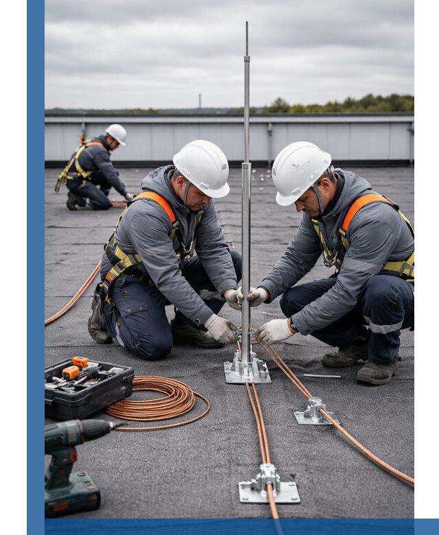 Монтаж молниезащиты на кровле в Кинели под ключ с гарантией