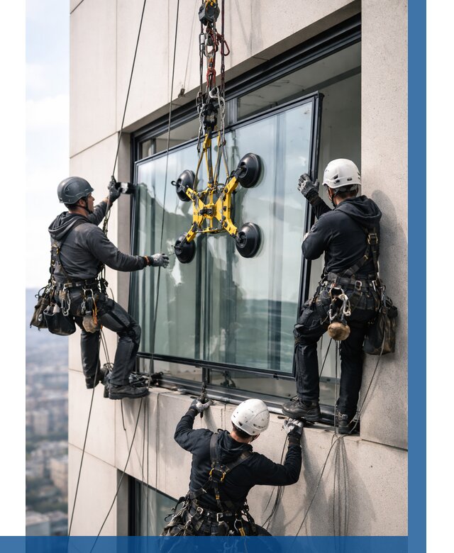 Монтаж стеклопакетов на высоте в Кинели от 3260 р. | ВЫСОТНИК-Кнл