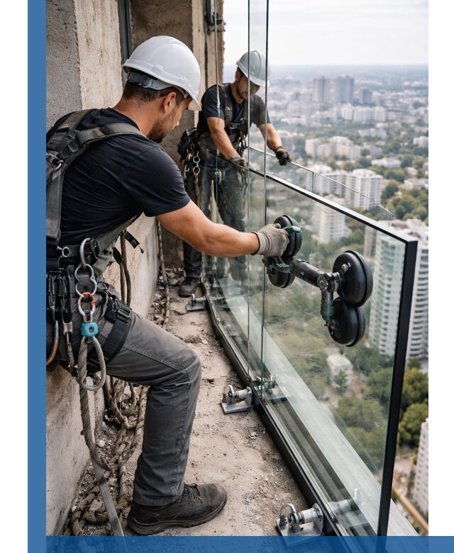 Монтаж стеклянных ограждений под ключ с гарантией в Кинели