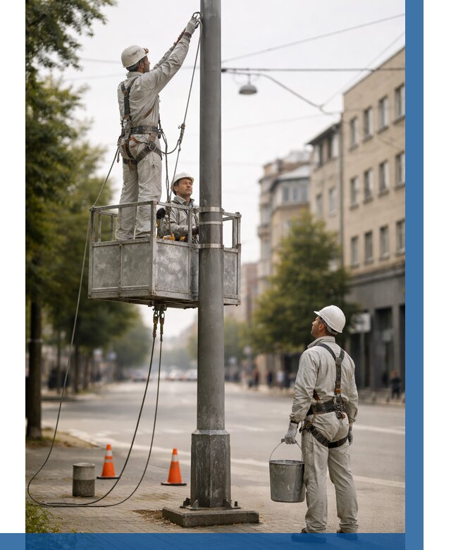 Покраска опор освещения в Кинели от 5094 р. | ВЫСОТНИК-Кнл