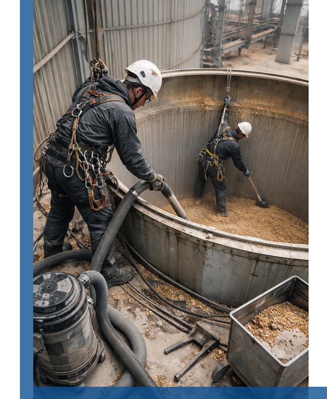 Профессиональная чистка зерновых бункеров в Кинели с выездом